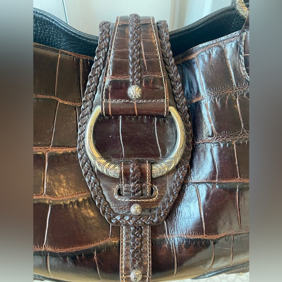 Brighton Croc and Pebbled Leather Satchel Style Handbag - Picture 3 of 13